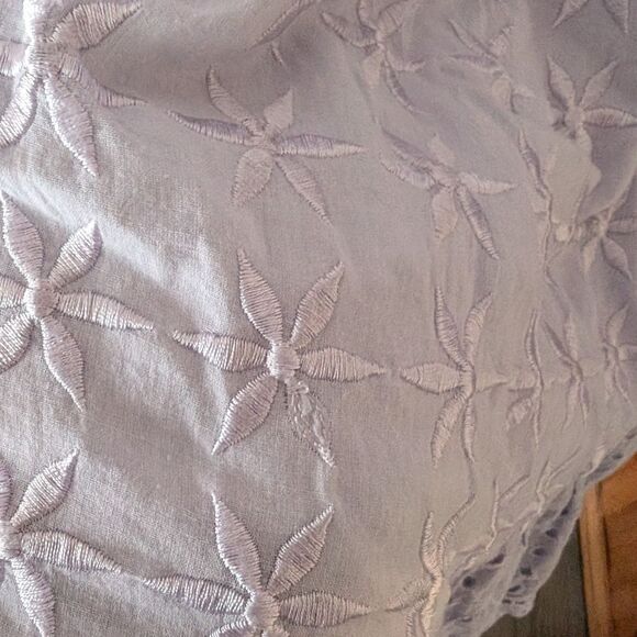 Boston Proper Lilac Lavender Embroidered Eyelet Wide Sleeve Dress Medium - Picture 4 of 12